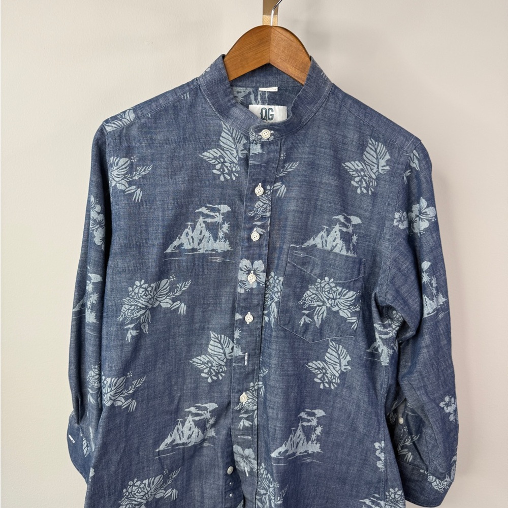 Blue Patterned Button-Up Shirt - Picture 5 of 6